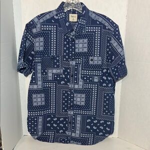GAP Blue Casual Button Down Shirt with Bandana Pattern